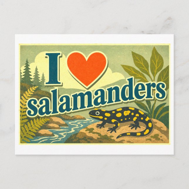 "I [Heart] Salamanders" Postcard (Front)