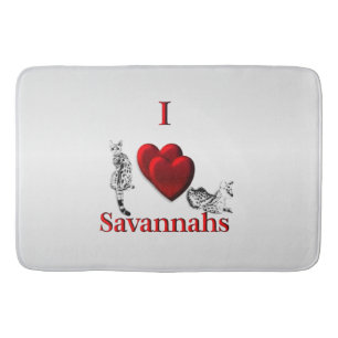 I Heart Savannah Cat Silver Bath Mat