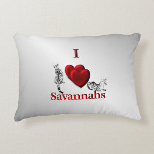 I Heart Savannah Cat Silver Decorative Cushion