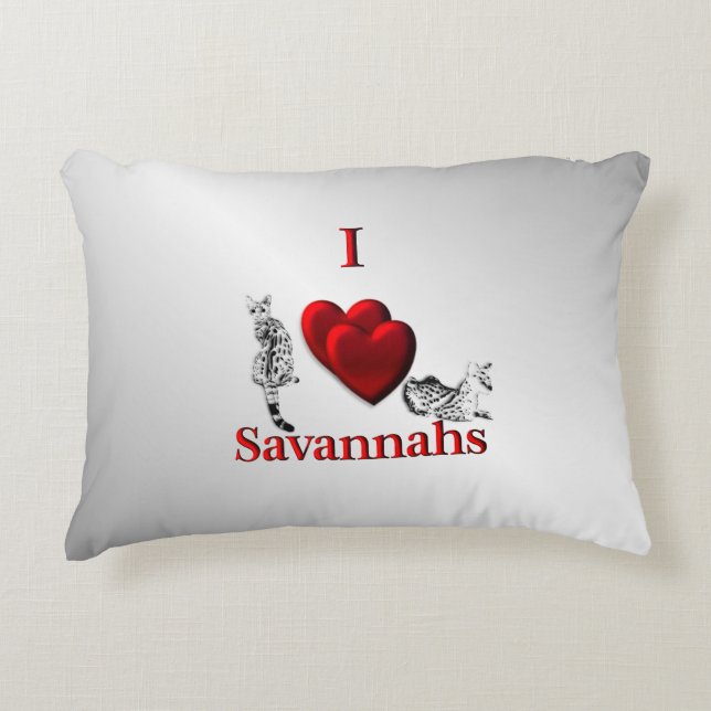 I Heart Savannah Cat Silver Decorative Cushion (Front)