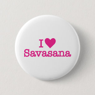 I heart savasana yoga corpse pose 6 cm round badge