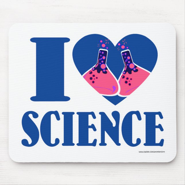 I Heart Science Heart Cartoon Mouse Mat (Front)