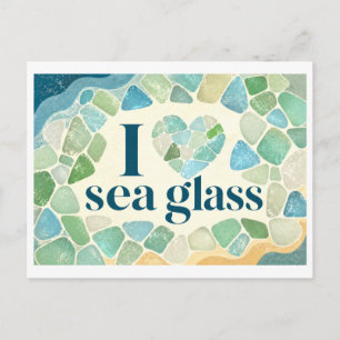 "I [Heart] Sea Glass" Postcard