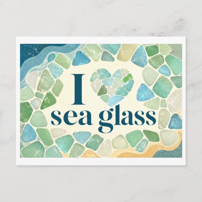 "I [Heart] Sea Glass" Postcard (Front)