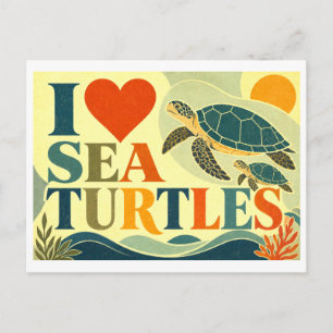 "I [Heart] Sea Turtles" Postcard