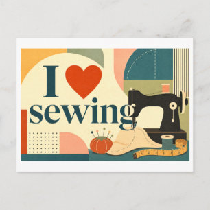 "I [Heart] Sewing" Postcard