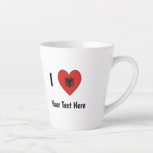 I (Heart Shaped Albanian Flag) Personalised Latte Mug