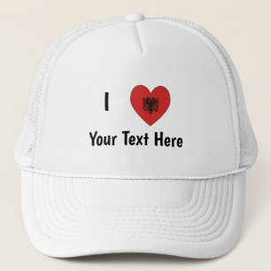 I (Heart Shaped Albanian Flag) Your Text Trucker Hat