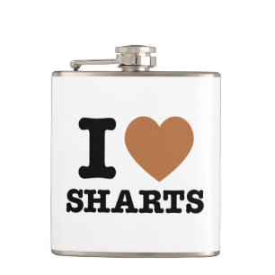 I Heart Sharts Funny Graphic Hip Flask