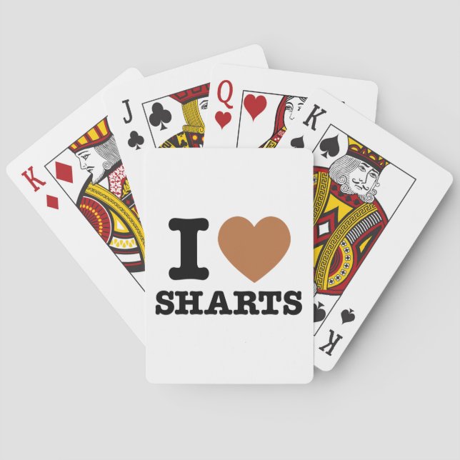 I Heart Sharts Funny Icon Graphic Playing Cards (Back)