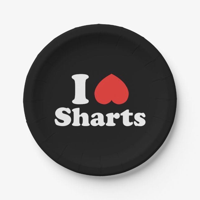 I Heart Sharts Paper Plate (Front)