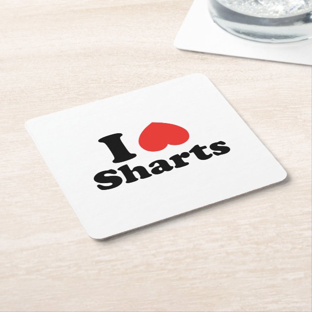 I Heart Sharts Square Paper Coaster (Angled)