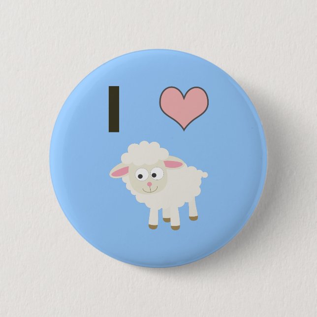 I heart Sheep 6 Cm Round Badge (Front)