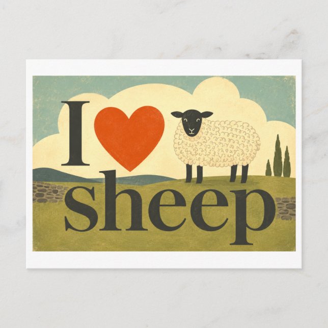 "I [Heart] Sheep" Postcard (Front)