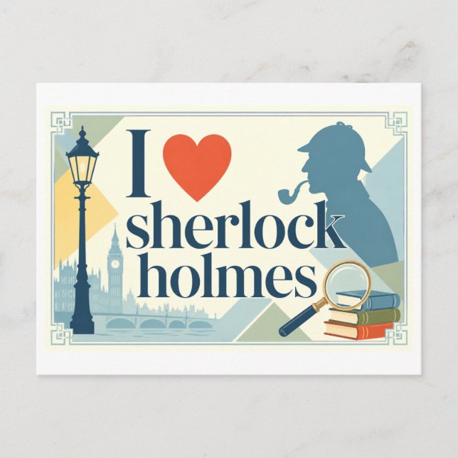 "I [Heart] Sherlock Holmes" Postcard (Front)