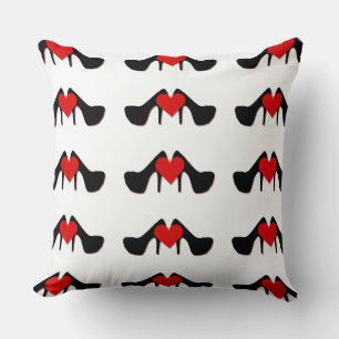 I Heart Shoes Pattern Throw Pillow