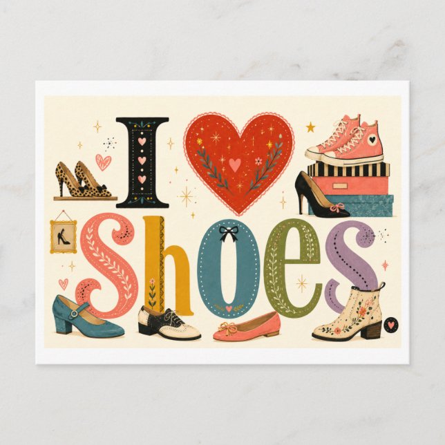 "I [Heart] Shoes" Postcard (Front)