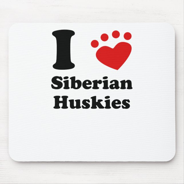 I Heart Siberian Huskies Mouse Mat (Front)