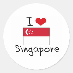 I HEART SINGAPORE CLASSIC ROUND STICKER