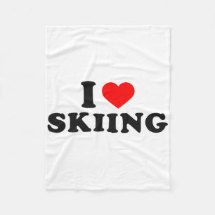 I Heart Skiing Love Snow Lover Fleece Blanket