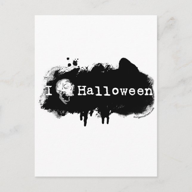 I (heart) skull Halloween Postcard (Front)