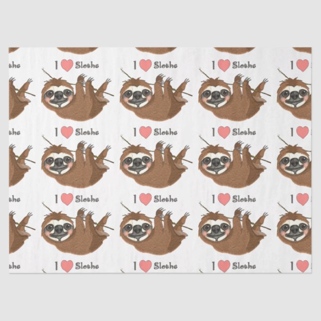 I Heart Sloths Baby Animal Tissue Paper (Front)