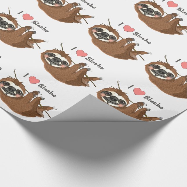 I Heart Sloths Baby Animals Wrapping Paper (Corner)