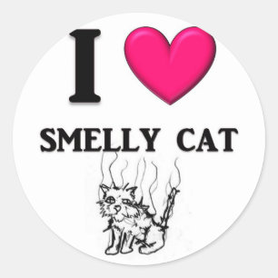 I "Heart" Smelly Cat Classic Round Sticker