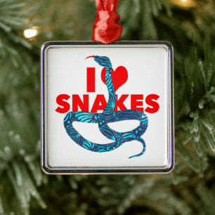 I Heart Snakes Reptile Lover Herpetology Pet Fan Metal Tree Decoration