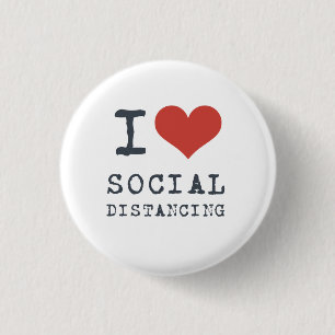 I Heart Social Distancing Introvert 3 Cm Round Badge