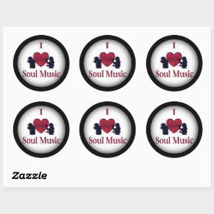 I Heart Soul Music Framed Classic Round Sticker