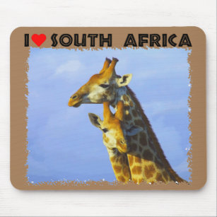 I Heart South Africa Blue Sky Giraffes Mouse Mat