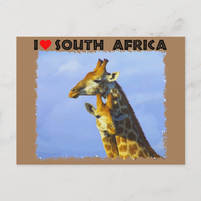 I Heart South Africa Blue Sky Giraffes Postcard (Front)