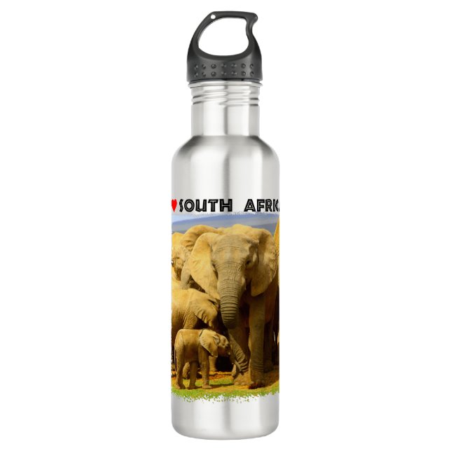 I Heart South Africa elephant mother and calf 710 Ml Water Bottle (Front)