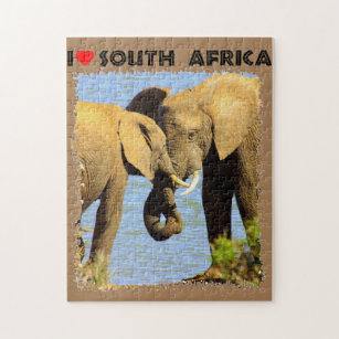 I Heart South Africa elephants in love Jigsaw Puzzle