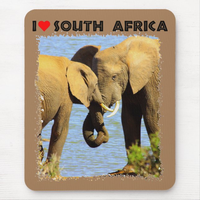 I Heart South Africa elephants in love Mouse Mat (Front)