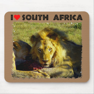 I Heart South Africa Lion Stare Mouse Mat