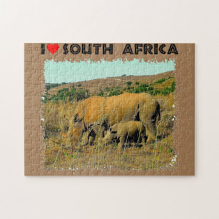 I Heart South Africa Rhino amongst the reeds Jigsaw Puzzle