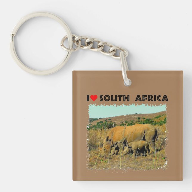 I Heart South Africa Rhino amongst the reeds Key Ring (Front)