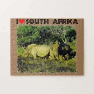 I Heart South Africa Rhino Couple Jigsaw Puzzle