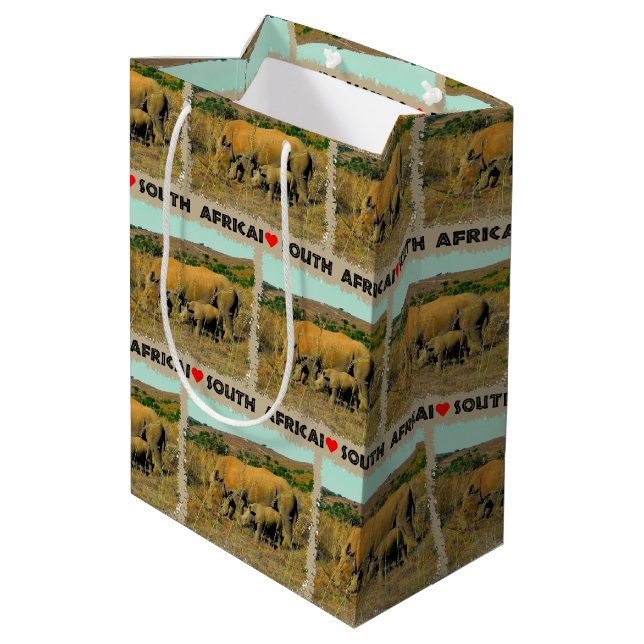 I Heart South Africa Rhino reeds Medium Gift Bag (Back Angled)