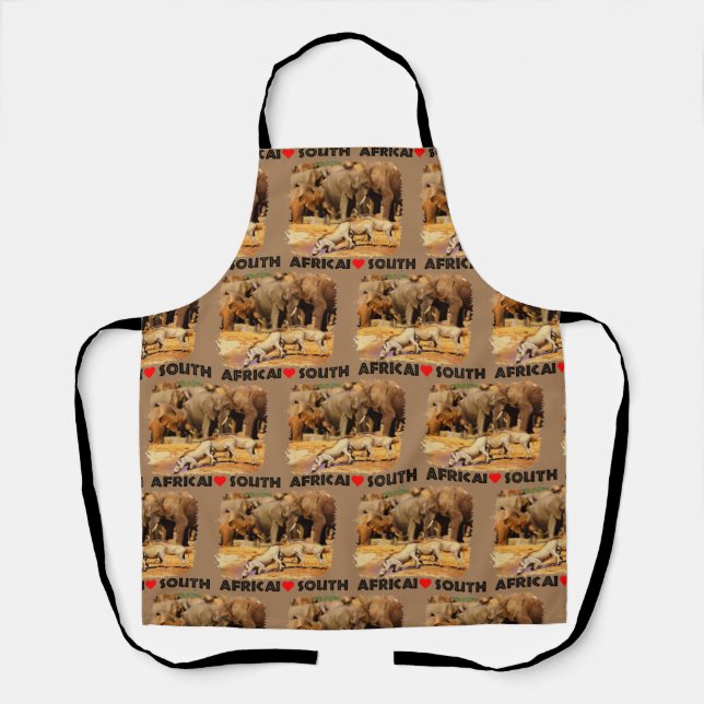 I Heart South Africa warthogs and elephants Apron (Front)