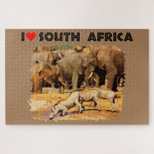 I Heart South Africa warthogs and elephants Jigsaw Puzzle
