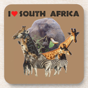 I Heart South Africa Wildlife Collage Coaster