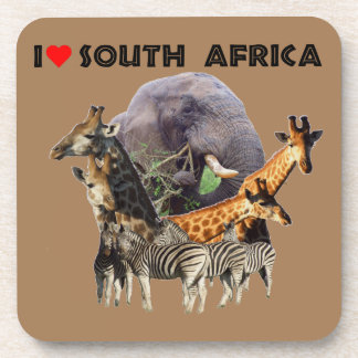 I Heart South Africa Wildlife Collage Coaster