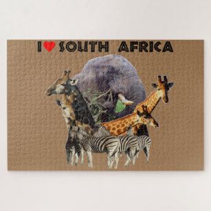 I Heart South Africa Wildlife Collage Jigsaw Puzzle