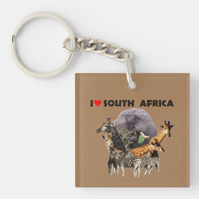 I Heart South Africa Wildlife Collage Key Ring (Front)