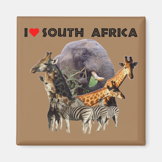 I Heart South Africa Wildlife Collage Magnet (Front)