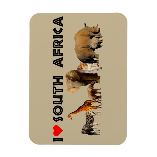I heart South Africa Wildlife Collage Magnet (Vertical)