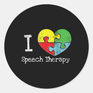 I Heart Speech Therapy, Autism Awareness Classic Round Sticker